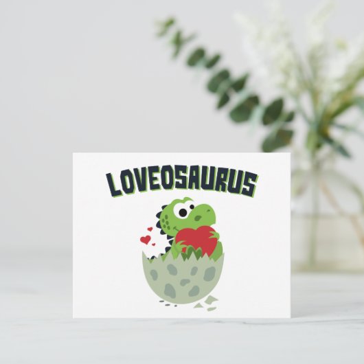 Loveosaurus Valentijnsdag Dino Schattige Briefkaart (Staand voorkant)