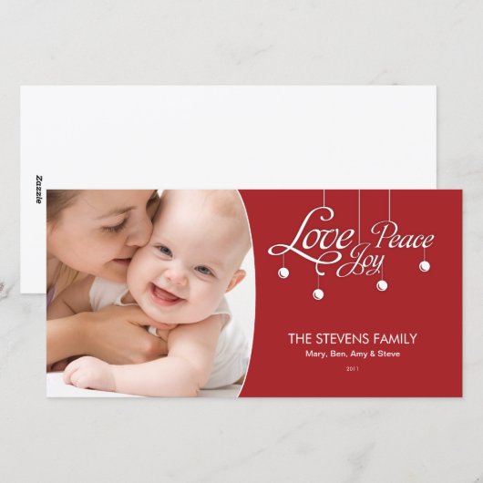 LovePeaceJoy Hangend ornament Premium fotokaart Feestdagenkaart (Voorkant / Achterkant)