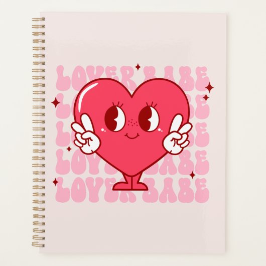 Lover Babe | Schattige lachend hart en herhalende Planner (Voorkant)