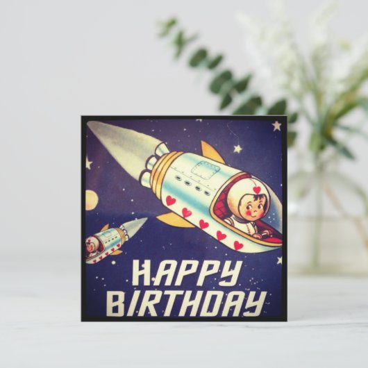 Lover Boy Birthday Rocket Kaart (Staand voorkant)