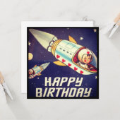 Lover Boy Birthday Rocket Kaart (Voorkant / Achterkant in situ)
