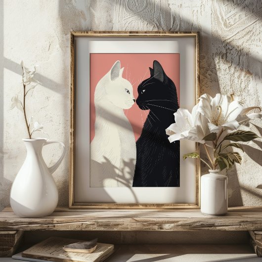 Lover Cats Valentijn Felines Pastel Art Print