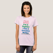 Lover Fighter Creative Writer Epic Author Slogan T-shirt (Voorkant volledig)