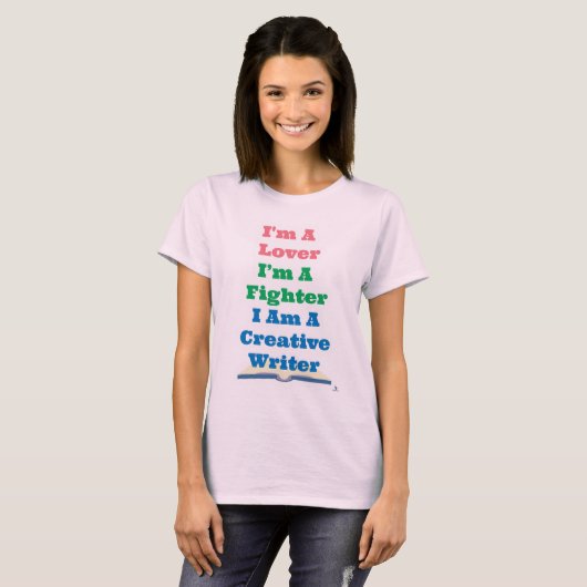 Lover Fighter Creative Writer Epic Author Slogan T-shirt (Voorkant volledig)