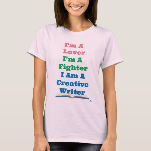 Lover Fighter Creative Writer Epic Author Slogan T-shirt (Voorkant)