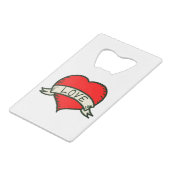 Lover Heart Shape Tekening Creditkaart Flessenopener (Achterkant Gekanteld)