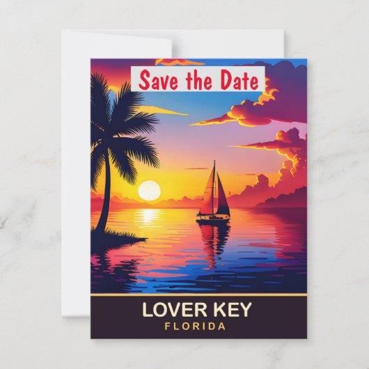 Lover Key Florida Romantische Trouw Uitnodiging (Voorkant)