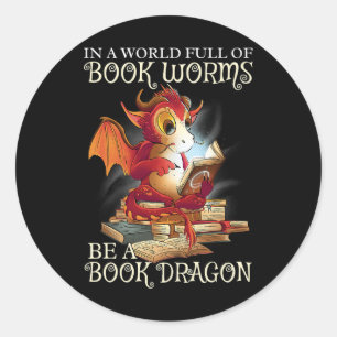 Lover Library Book Lover Dragon Bookworm lezen Ronde Sticker