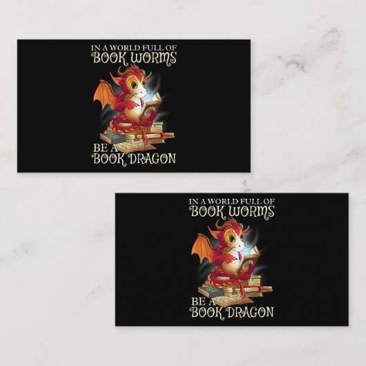 Lover Library Book Lover Dragon Bookworm lezen Visitekaartje (Voorkant / Achterkant)