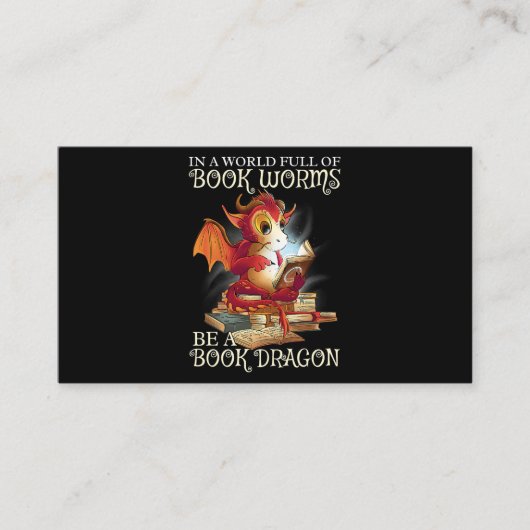 Lover Library Book Lover Dragon Bookworm lezen Visitekaartje (Voorkant)