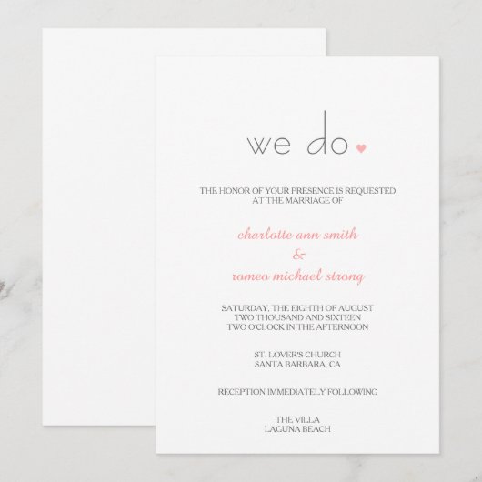 {Lover} Modern Wedding Uitnodiging (Voorkant / Achterkant)