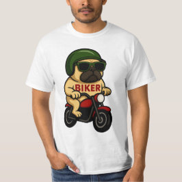 Lover Motorfiets Pug Biker  Verjaardagsfeest T-shirt