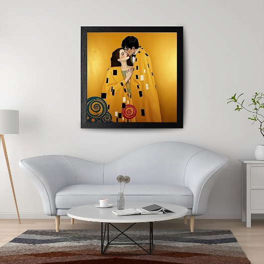 Lover Paar Kussen in Goud ❤️ Nouveau Art Poster