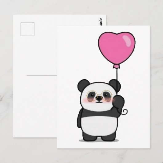 Lover panda/Valentijnsdag briefkaart (Voorkant / Achterkant)