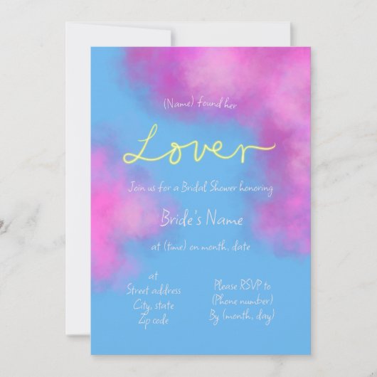 Lover Pastel Cloudy Bridal Shower Uitnodiging (Voorkant)