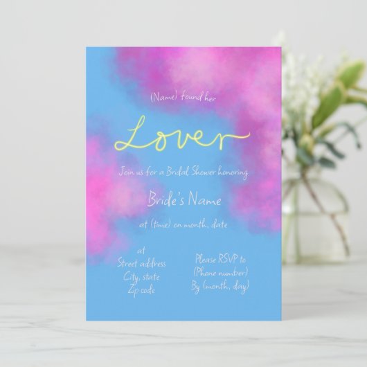Lover Pastel Cloudy Bridal Shower Uitnodiging (Staand voorkant)