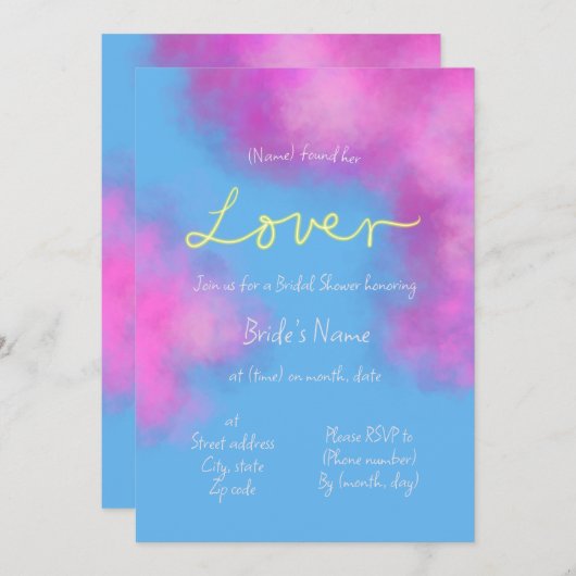 Lover Pastel Cloudy Bridal Shower Uitnodiging (Voorkant / Achterkant)