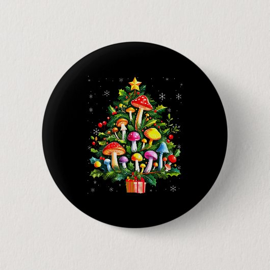 Lover Xmas Mushroom Christmas Tree Ronde Button 5,7 Cm (Voorkant)