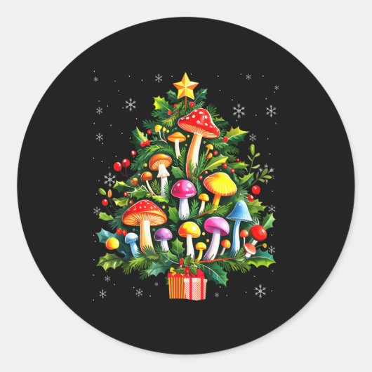 Lover Xmas Mushroom Christmas Tree Ronde Sticker (Voorkant)