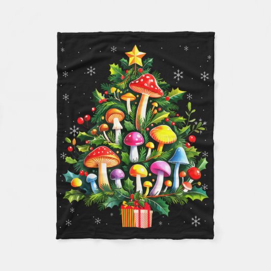 Lover Xmas Mushroom Christmas Tree T Shirt Fleece Deken (Voorkant)