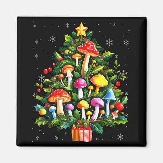 Lover Xmas Mushroom Christmas Tree T Shirt Magneet (Voorkant)