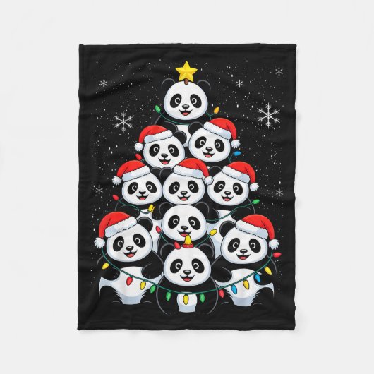 Lover Xmas Panda Christmas Tree Fleece Deken (Voorkant)