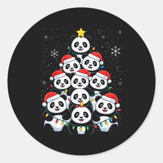 Lover Xmas Panda Christmas Tree  Ronde Sticker (Voorkant)