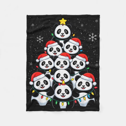Lover Xmas Panda Christmas Tree T Shirt Fleece Deken (Voorkant)