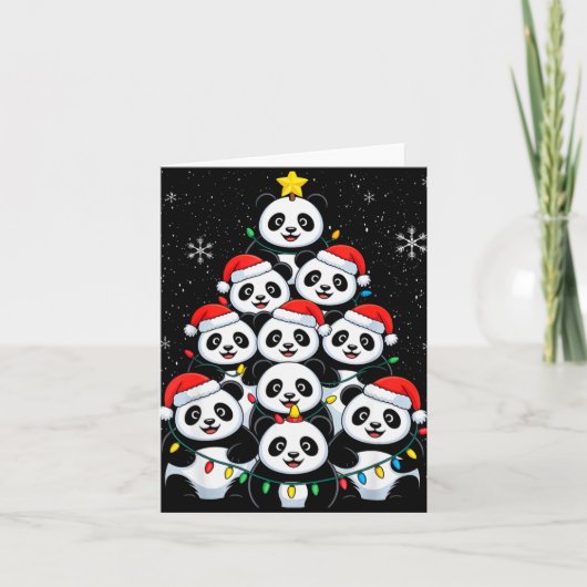 Lover Xmas Panda Christmas Tree T Shirt  Kaart (Voorkant)