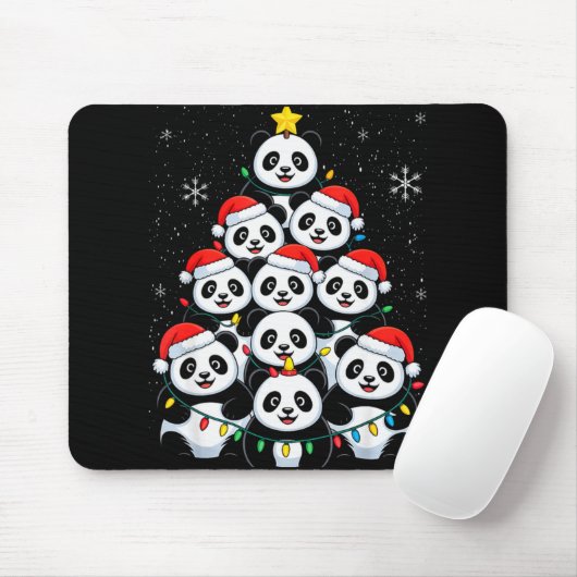 Lover Xmas Panda Christmas Tree T Shirt Muismat (Met muis)