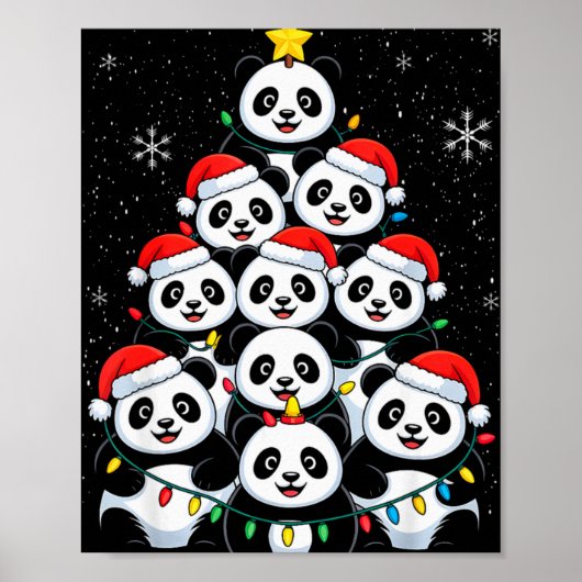 Lover Xmas Panda Christmas Tree T Shirt Poster (Voorkant)