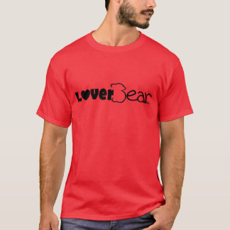 LoverBear-logo, zwart op rood T-shirt