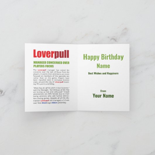 LoverPull (Liverpool) Grappige Voetbalkaart Kaart (Binnen)