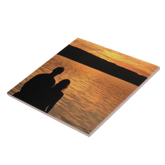 Lovers aan het Sunset Lake Tegeltje (Zijkant)