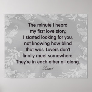 Lovers All Along - Rumi quote - Art Print