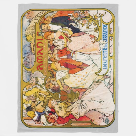 Lovers, Alphonse Mucha Fleece Deken (Voorkant)