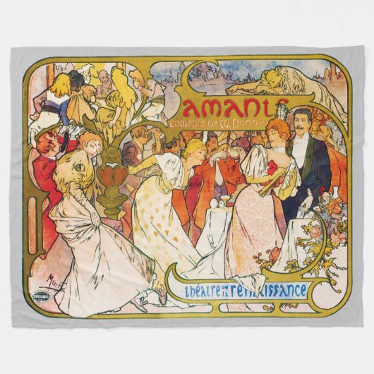 Lovers, Alphonse Mucha Fleece Deken (Voorkant (Horizontaal))