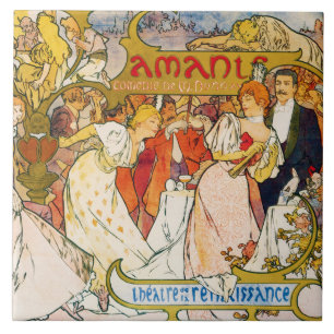 Lovers, Alphonse Mucha Tegeltje