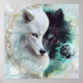 Lovers’ Balance – Mystical Yin Yang Wolf Poster (Voorkant)