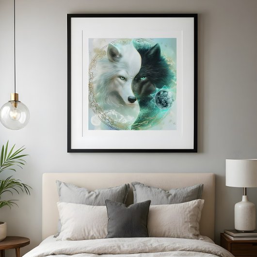 Lovers’ Balance – Mystical Yin Yang Wolf Poster