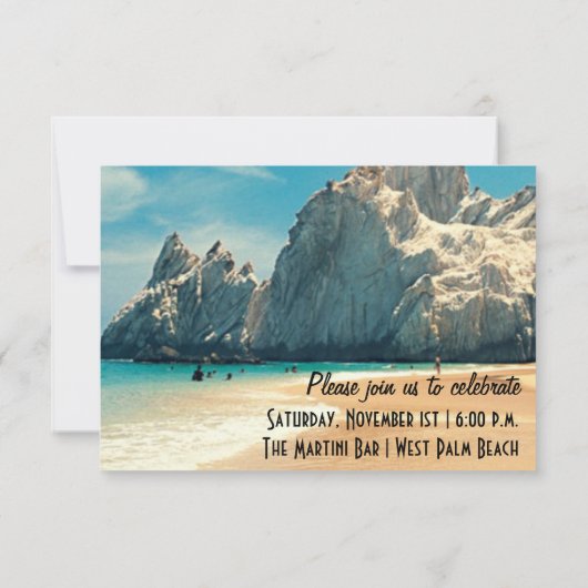 Lovers Beach, Cabo, Mexico Weddenschap/uitnodiging Kaart (Achterkant)