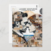 Lovers Between Us and the Moon Mixed Media Collage Briefkaart (Voorkant / Achterkant)