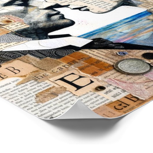 Lovers Between Us and the Moon Mixed Media Collage Poster (Hoek)