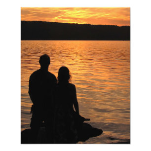 Lovers bij Sunset Lake Photo Print Foto Afdruk