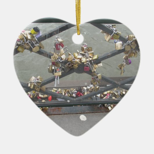Lovers Bridge - Paris Love Locks, Frankrijk Keramisch Ornament (Voorkant)