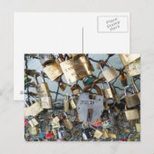 Lovers Bridge sloten Parijs Seine Monument Amor Briefkaart (Voorkant / Achterkant)