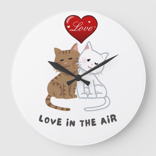 Lovers' Cat Wall Clock Grote Klok (Voorkant)