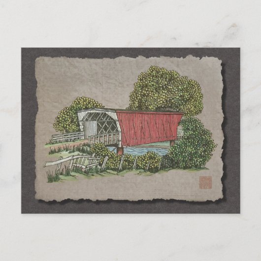 Lovers Covered Bridge Briefkaart (Voorkant)