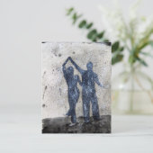Lovers dansen in de regen briefkaart (Staand voorkant)