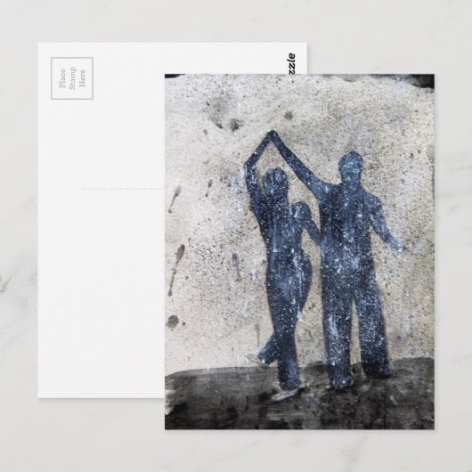 Lovers dansen in de regen briefkaart (Voorkant / Achterkant)